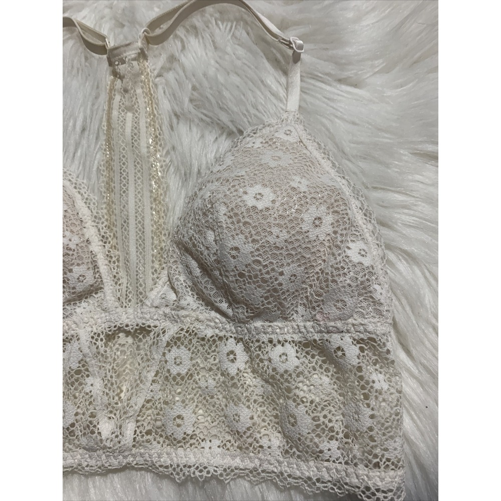 victoria secret small sexy bralette white lightly lined racerback floral pattern - Picture 2 of 9